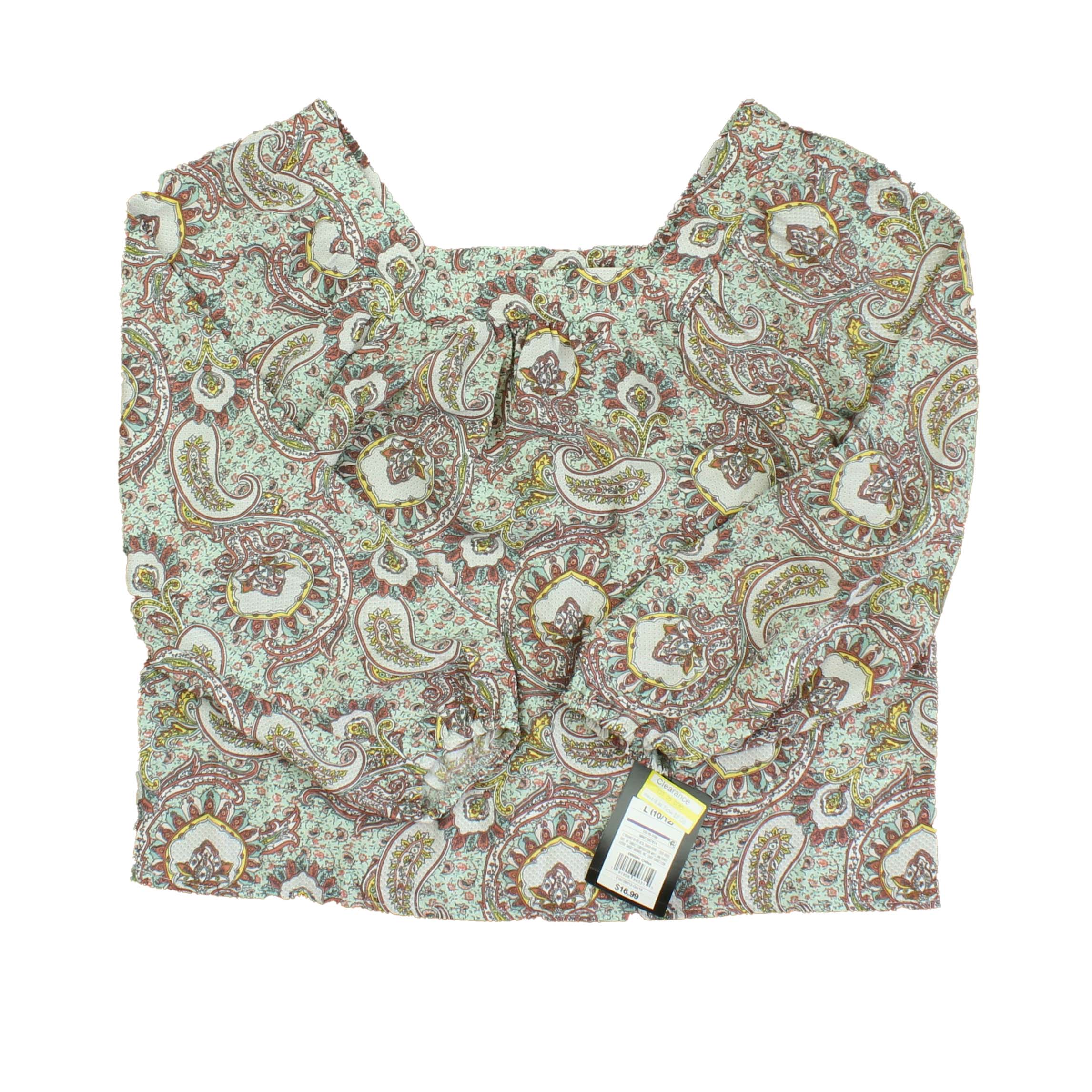 Art Class Girls Aqua | Yellow | Orange Blouse Size: 10-12 Years